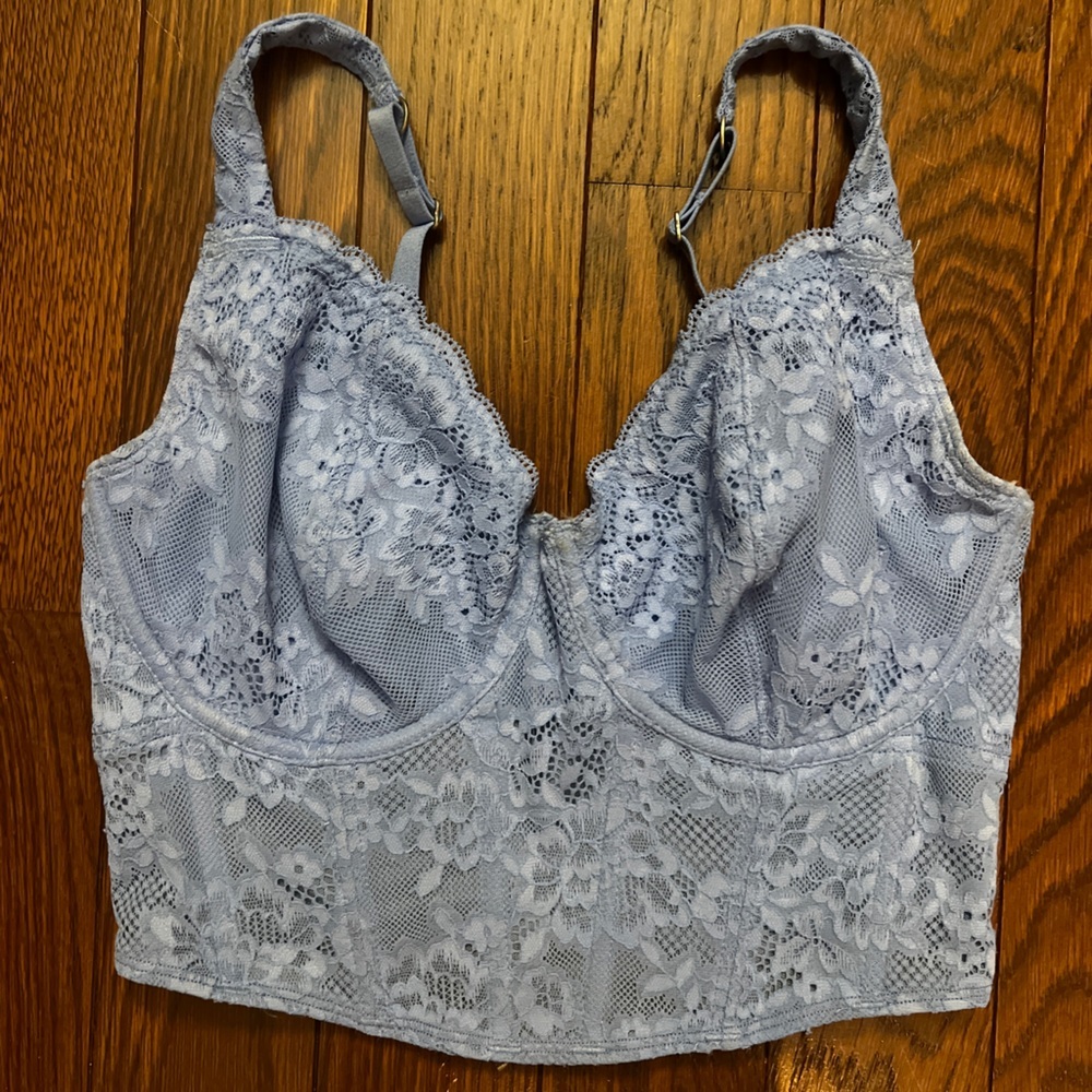 Gilly hicks lace blue bralette top size XS Curvy